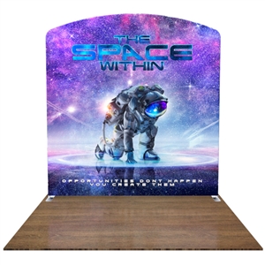 Our series of 8ft displays feature lightweight, easy-to-assemble frames, which
are then snugly zipped up inside of our dye-sublimation printed,
pillowcase-style custom fabric graphic or neatly tucked into our SEG extrusions!  This combination makes our 8ft displays THE solutions when looking for a highly customizable yet extremely portable display that will make you stand out in a crowd at trade shows, conventions, and other events and functions.  1.408.387.9421  or customerservice@project-tradeshow.com  
